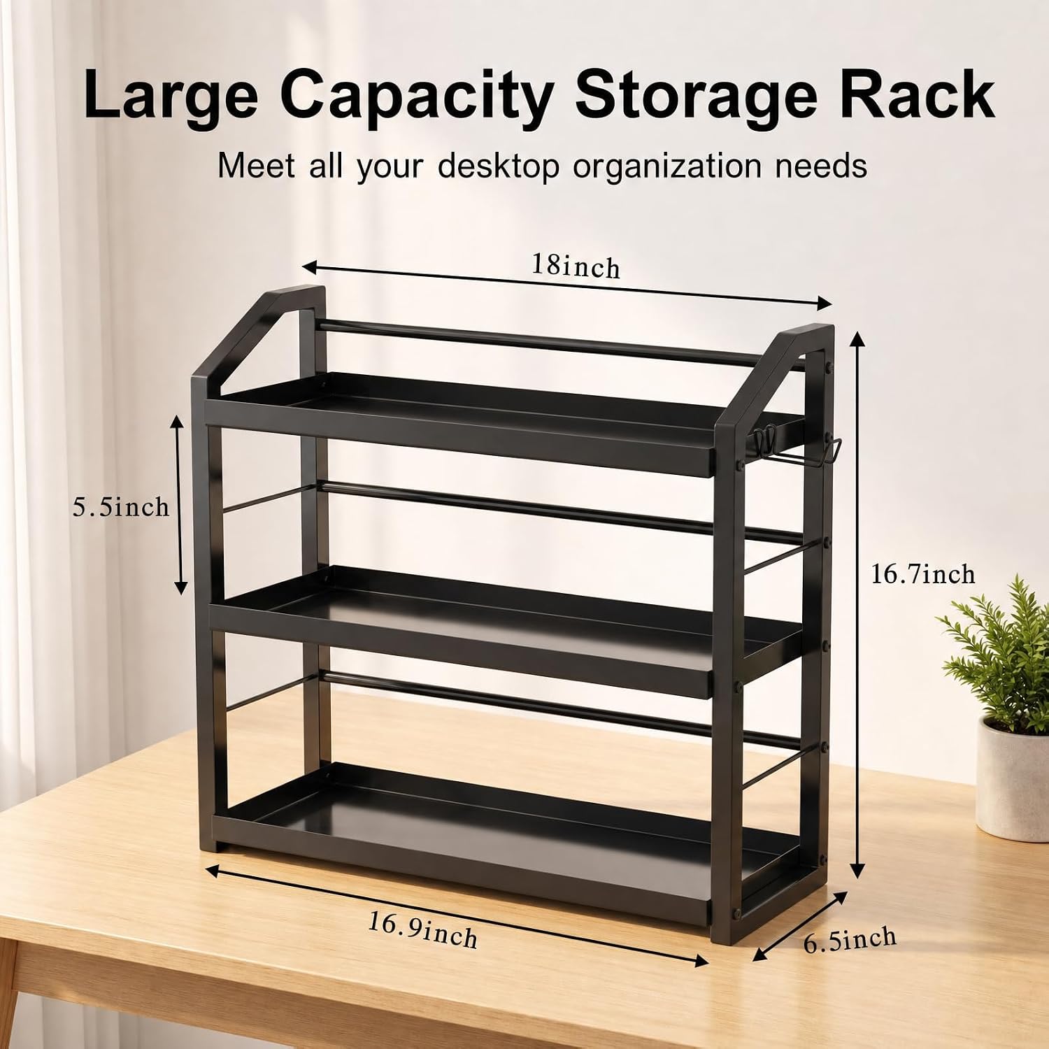 3-Tier CD Holder, Sturdy Steel CD Storage Rack for Display, Holds 125 CDs | Versatile CD Organizer with Top Display Shelf, Reversible Trays, Headphone Hook for Home Office Gaming Room Kitchen Counter