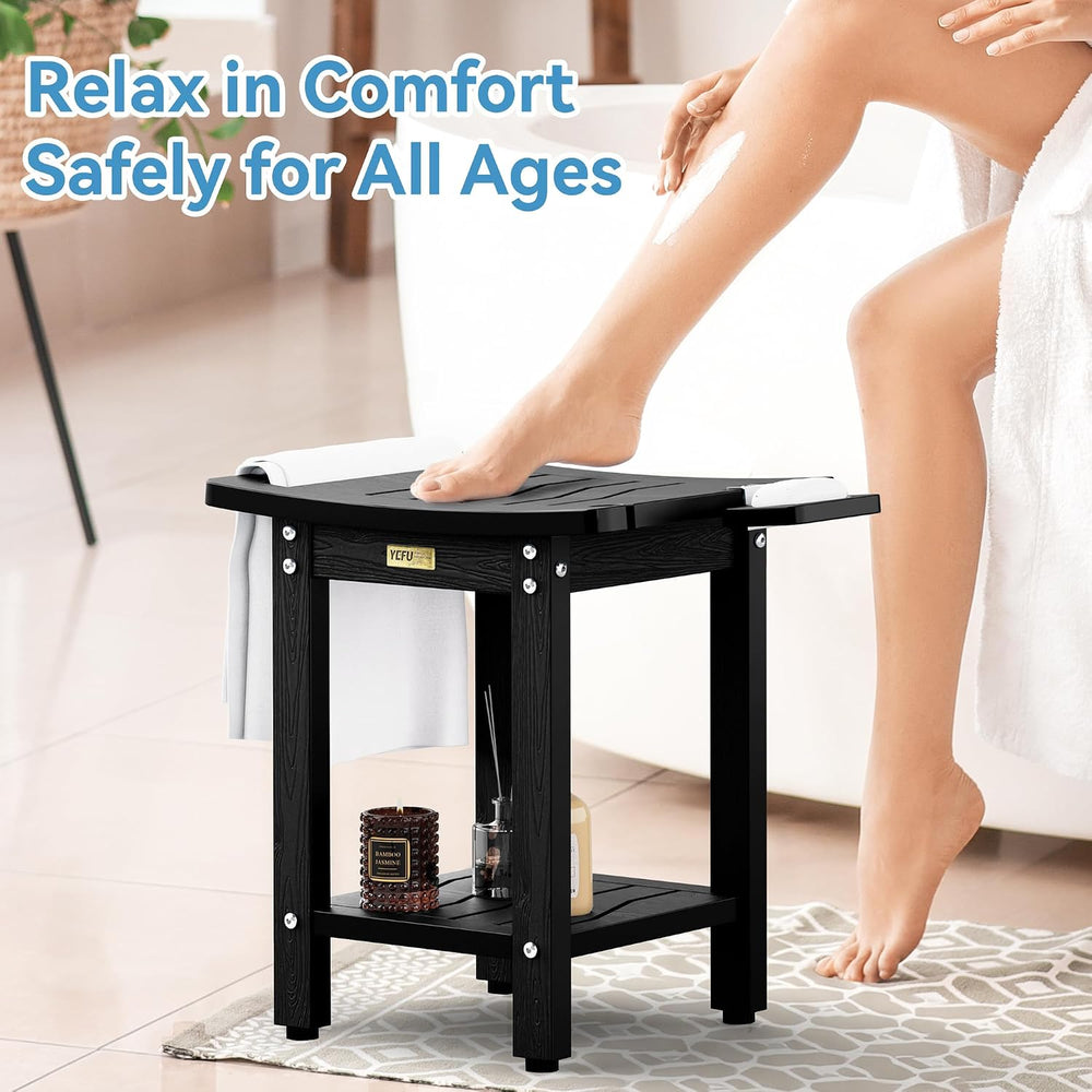 YEFU Shower Chair for Inside Shower, Waterproof & No Maintenance, Black
