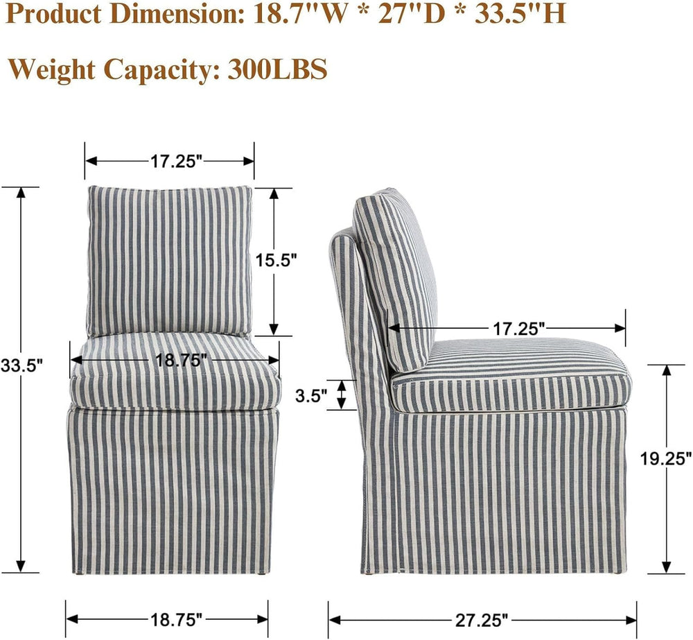 Slipcovered Dining Chairs Set of 2, Farmhouse Upholstered Dining Chair with S...