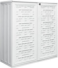 ADDOK 60-Gallon Storage Cabinet Light Weight Resin Indoor/Outdoor Storage Unit for Patio, Garden, Veranda with 1 Laminate Shelves (Ivory White)