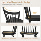 LUE BONA Upgraded Dining Chairs Set of 6, Farmhouse Wooden Spindle Back Kitchen Chairs, Windsor Dining Chairs for Kitchen and Dining Room, Black
