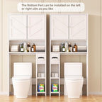 Shintenchi Over The Toilet Storage Cabinet, Bathroom Storage Cabient with Barn Doors, Bathroom Storage Shelf Organizer with Toilet Paper Holder, Adjustable Shelf and Anti-Tip Device, White