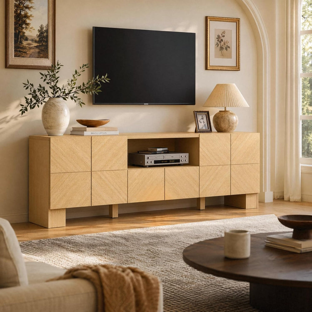 ModernMate Living Room Table Sets of 3, 70" Modern TV Stand & 2 Nigh...