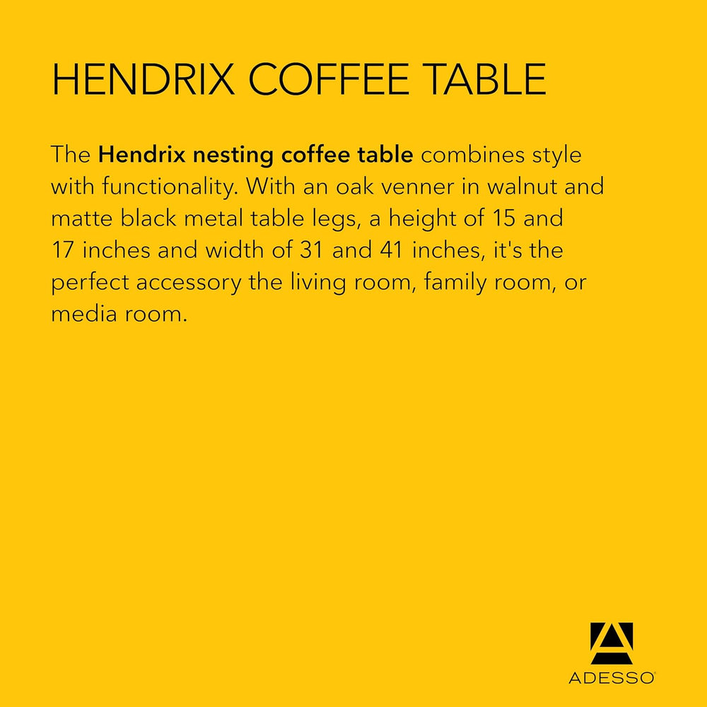 Adesso Set of 2 Nesting Coffee Tables, Walnut Oak & Matte Black | Hendrix...