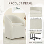 Upholstered Dining Chairs with Casters, Washable Cover Modern Dining Room Chairs with Barrel Backrest & Armrest, Vanity Chair with Wheels for Kitchen, Living Room, Bedroom, Linen Fabric, 1PCS