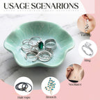 4 Pack Small Jewelry Dish Ceramic Trinket Holder Tray for Rings Earrings Key Bowl Women Mother's Day Wedding Gift (Pink,Blue,Cyan,Green)