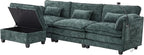 Ball & Cast Modular Sectional Sofa,Comfy Cloud Couch with Movable Storage Ottoman,L Shaped Sectional Sofa W/USB Charging Port,Phone Holder and Side Pocket,Chenille Fabric,for Living Room,Emerald,109"