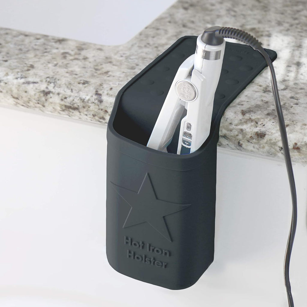 Hot Iron Holster | Adhesive-Free Silicone Storage Pocket for Organization and Travel | Heat Resistant to 500°F | Ideal for Curling Irons, Hair Straighteners, and other Hot Tools