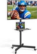 Rolling TV Stand for 23-60" TVs, 121 lbs, Black | Mobile TV cart supports 99 lb TV plus 22 lb shelf, with locking wheels, height and tilt adjustment, VESA 400x400