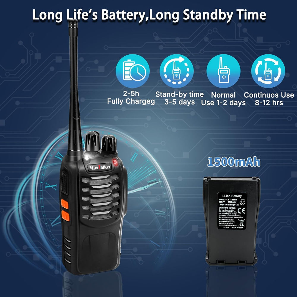 Rechargeable Walkie Talkies Long-Range Two way Radio with Earpieces 10Pack