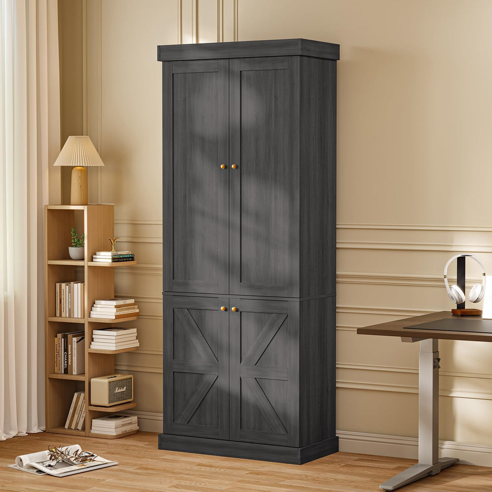 Vyre 70.8" Tall Kitchen Pantry Cabinet with Doors, Farmhouse Modular Sto...