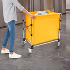 Commercial Laundry Cart with Wheels,Folding Laundry Hamper Cart,Heavy Duty Rolling Laundry Basket with Large Capacity,Laundry Sorter Trolley for Home Hotel Apartment (Yellow, 34.25 * 19.7 * 36.22in)