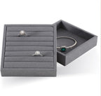 Dark Blue Jewelry Display Tray Ring Necklace Earring Bangle Organizer Multifunctional Storage Case for Jewelry Showcase (Small Ring Tray(8 bars))