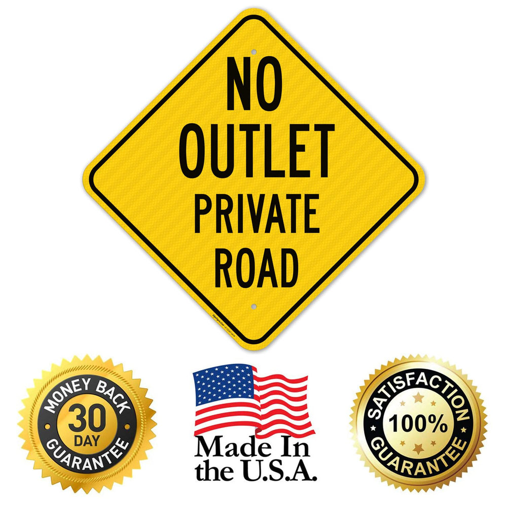 No Outlet Private Road Sign,
