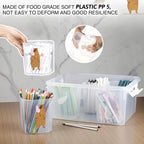 loobuu 17QT Plastic Storage Bins with Lids - 1 Pack Art Craft Supply Organizer Box with Brush Pot for Kids, Stackable Clear Pen Container for Toy/Sewing/Comestic/Tool/Playdoh (1 Pack)