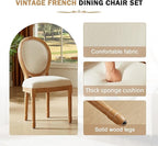 Nrizc French Country Dining Chairs Set of 2, Vintage Farmhouse Dining Chairs with Round Back, Solid Wood Dining Room Chairs, for Kitchen, Bedroom, Dining Room