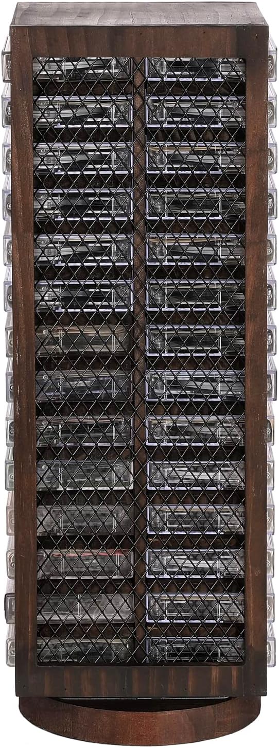 FARM IN Cassette Tape Storage, 360-Degree Rotatable Design Farmhouse Style Ca...