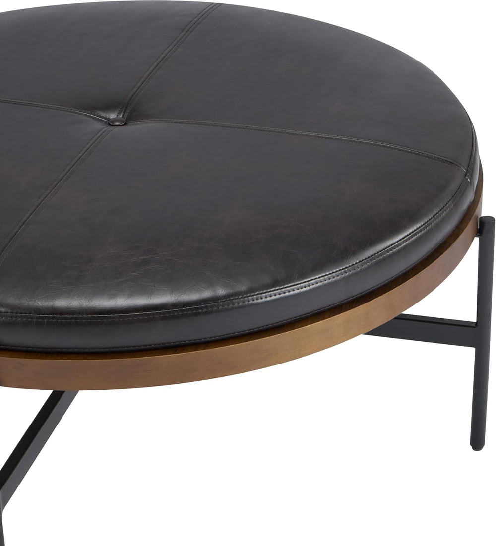 Christopher Knight Home Neapo Modern Round Ottoman Coffee Table, Faux Leather...