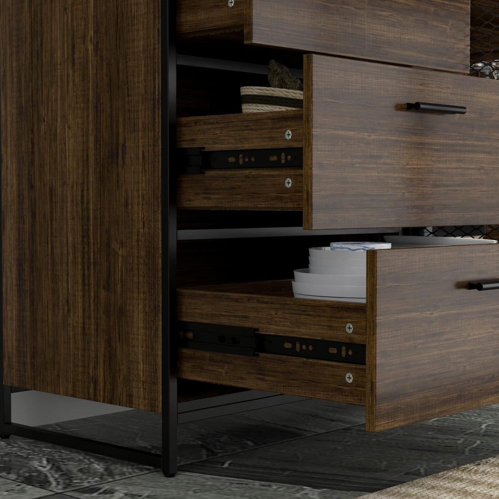 AIEGLE Large Kitchen Hutch Storage Cabinet, Pantry Cabinets with Hutch, Metal...