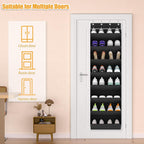 KYEVIS Over The Door Shoe Organizer Storage Fit 16-24 Pairs Hanging Shoe Rack Organiser for Closet Door, Deep Pocket Shoe Holder for Sneakers,Boots Storage(1 Pack Black)