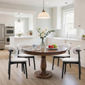 Farmhouse Dining Chairs Set of 4,Mid Century Modern Fabric Upholstered Kitchen Chairs,Wooden Dining Room Chair with Curved Back Black Leg for Kitchen Dining Room Restaurant Cafe,Linen Gray,Only Chairs