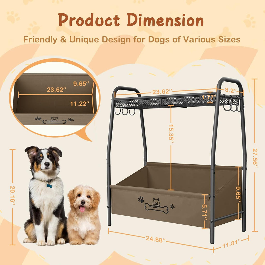 Lomivra Large Dog Toy Basket (23.6"x11.2"x9.7"), Dogs Toy Bin with Storage Organizer, Trapezoid Toy Box for Dog Stuff Accessories, Pet Toy Storage Holder Chest for Cat Dogs Essential Supplies（Brown）