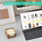 Bivvclaz Acacia Wood Sticky Note Holder, 3 x 3 Inch Post It Note Dispenser for Office Desk Accessories, Self Stick Note Pad Holder, Memo Pad Holder Dispenser Organizer for School Office Desk Supplies