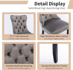 Modern Dining Chairs Set of 2, Tufted Upholstered Dining Chair with Solid Wood Legs, Grey Velvet Accent Chair, Sillas de Comedor, Comfy Kitchen Chairs (Gray, Velvet, 2Pcs)
