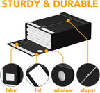 SpaceAid 2 Pack Bed Sheet Organizers and Storage, Foldable Sheet Organizer for Linen Closet, Sheets Set Folder Keeper with Window XL (Queen & King Size) Organizing Bedding Container, Black