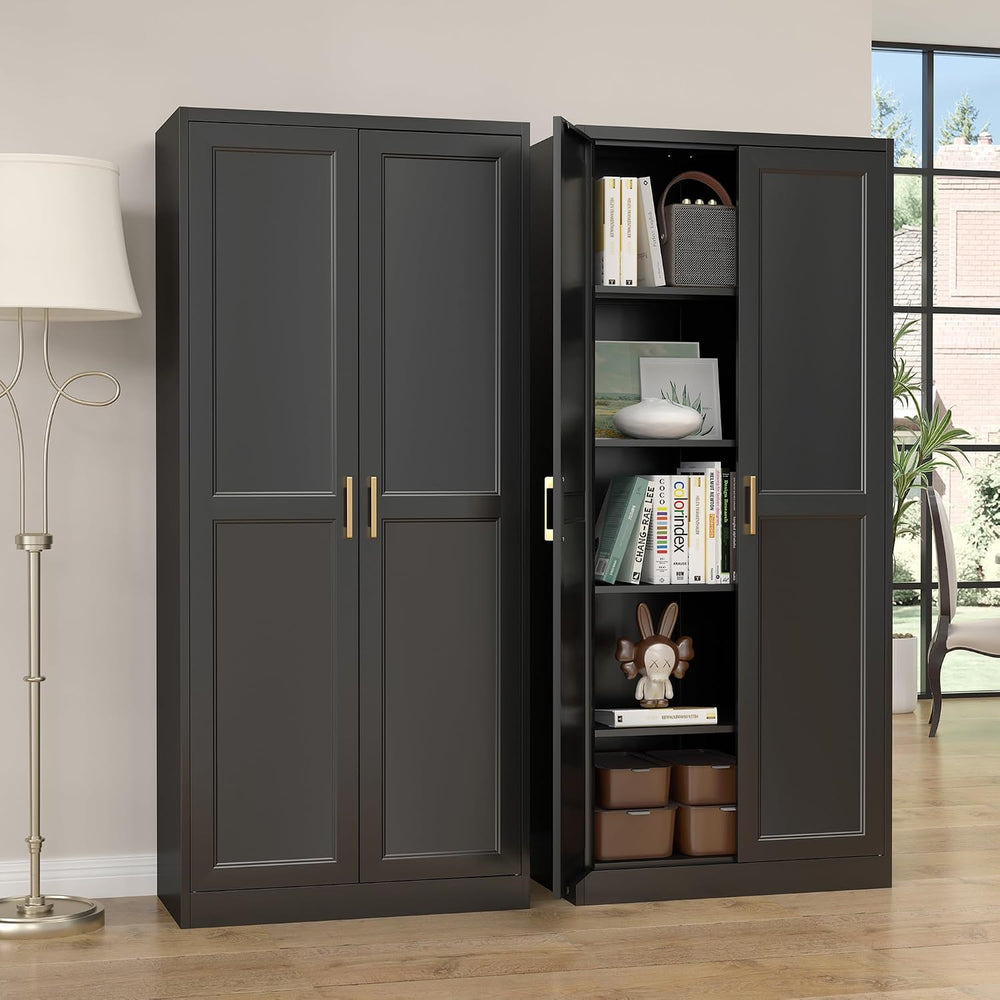 Steeloong 71"Metal Pantry Storage Cabinet with Doors & 4 Adjustable ...