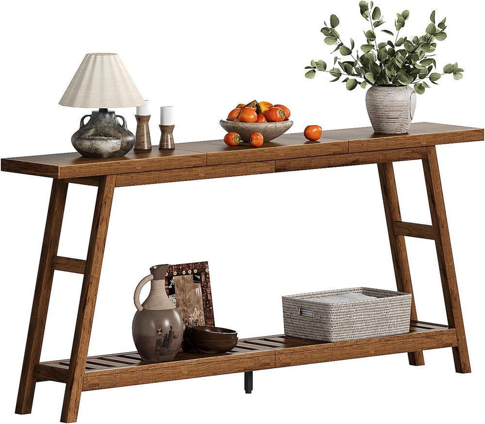 ChooChoo 70.9 Inch Long Console Tables for Entryway, Hallway Table, 2-Tier | ...