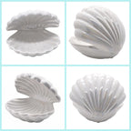 Shell Trinket Dish Ceramic Conch Ring Holder Jewelry Tray Decorative Jewelry Plate Cute Jewelry Organizer for Home Decor (Large Shell White)