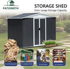 8' x 6' Outdoor Metal Storage Shed Outdoor Shed Galvanized Steel Garden Shed with Sliding Door and Window for Ventilation Storage Sheds House for Backyard Garden