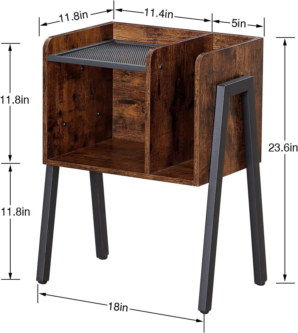 VECELO Nightstand Industrial End Table,Bedside Table with 2-Tier Open Storage...
