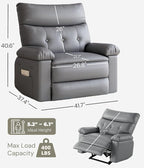 GarveeHome Oversized Leather Recliner Chair, Extra Wide Manual Recliner for Adults, Lazy Chair with 1.5X Sponge Comfort Arm and Back for Living Room, Bedroom, Nursing Room