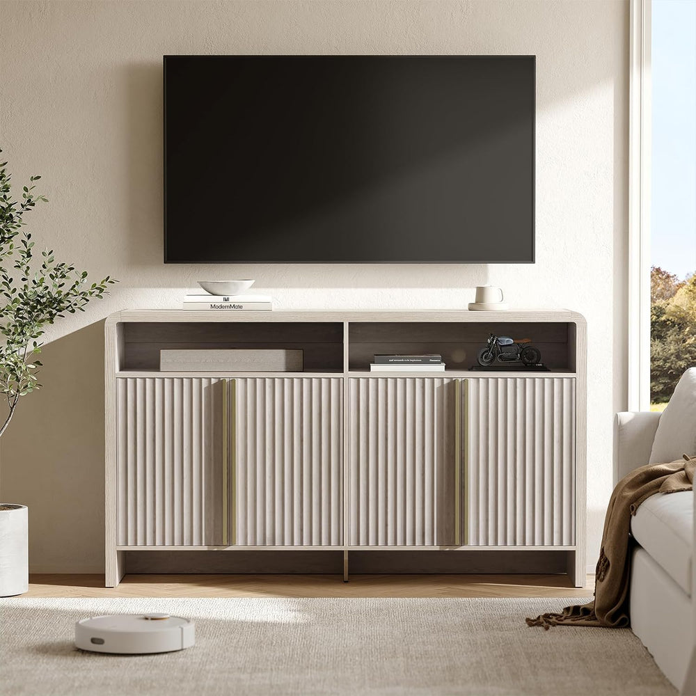 ModernMate 59" Sideboard Buffet Cabinet with Storage, Modern Fluted 4-Do...