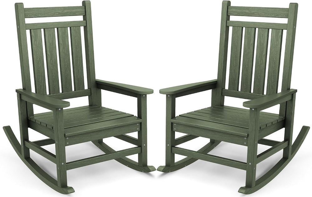 SERWALL Oversized Outdoor Rocking Chair Set of 2, HDPE Rocker for Adults, Pat...