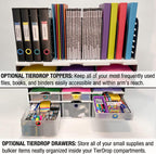 Ultimate Office TierDrop Desktop Organizer Document, Forms, Mail, and Classroom Sorter. 24 Letter Size Compartments with Optional Add-On Tiers for Easy Expansion - Gray w/Black