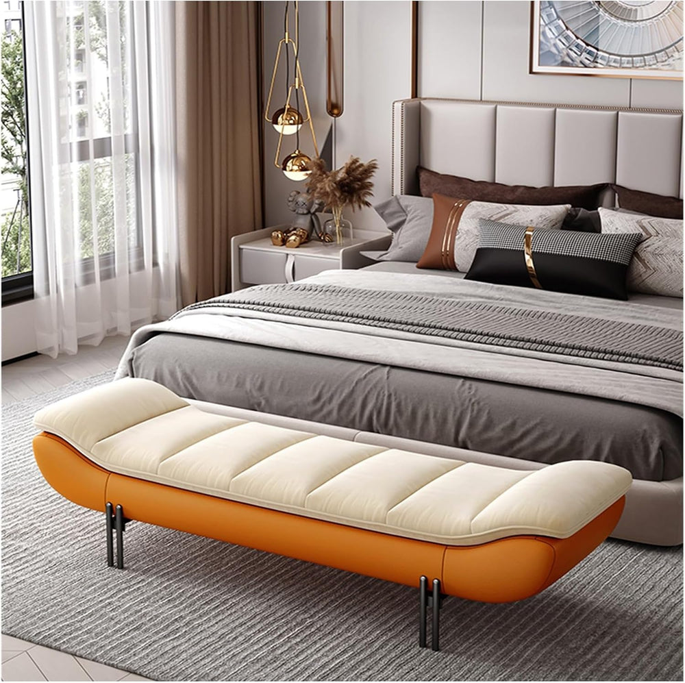 Modern Leathers End of Bed Bench for Bedroom,Upholstered Storage Ottoman Entr...