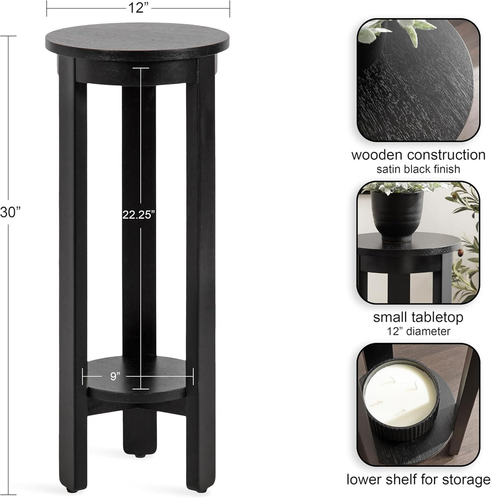 Kate and Laurel Foxford Modern Tiered Round Drink Table, 12 x 12 x 30, Black,...