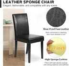 FDW Dining Chairs Set of 4,Dining Room Chairs,Side PU Cushion Chairs with Waterproof Surface and Wood Legs,for Kitchen Restaurant and Living Room,Leather Black
