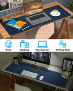 Desk mat Large, Leather Desk Pad Protector,Office Desk Mat,Mouse Pad, Non-Slip Desk Blotter, Laptop Desk Pad, Waterproof Desk Writing Pad for Office&Home (Midnight Blue, 48" x 24")