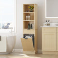 Natural Tilt Out Laundry Hamper Tall Bathroom Storage Cabinet Hidden Laundry Hamper Cabinet with Drawers and Baskets for Bathroom Hamper with Storage for Bedroom,16x16x59in
