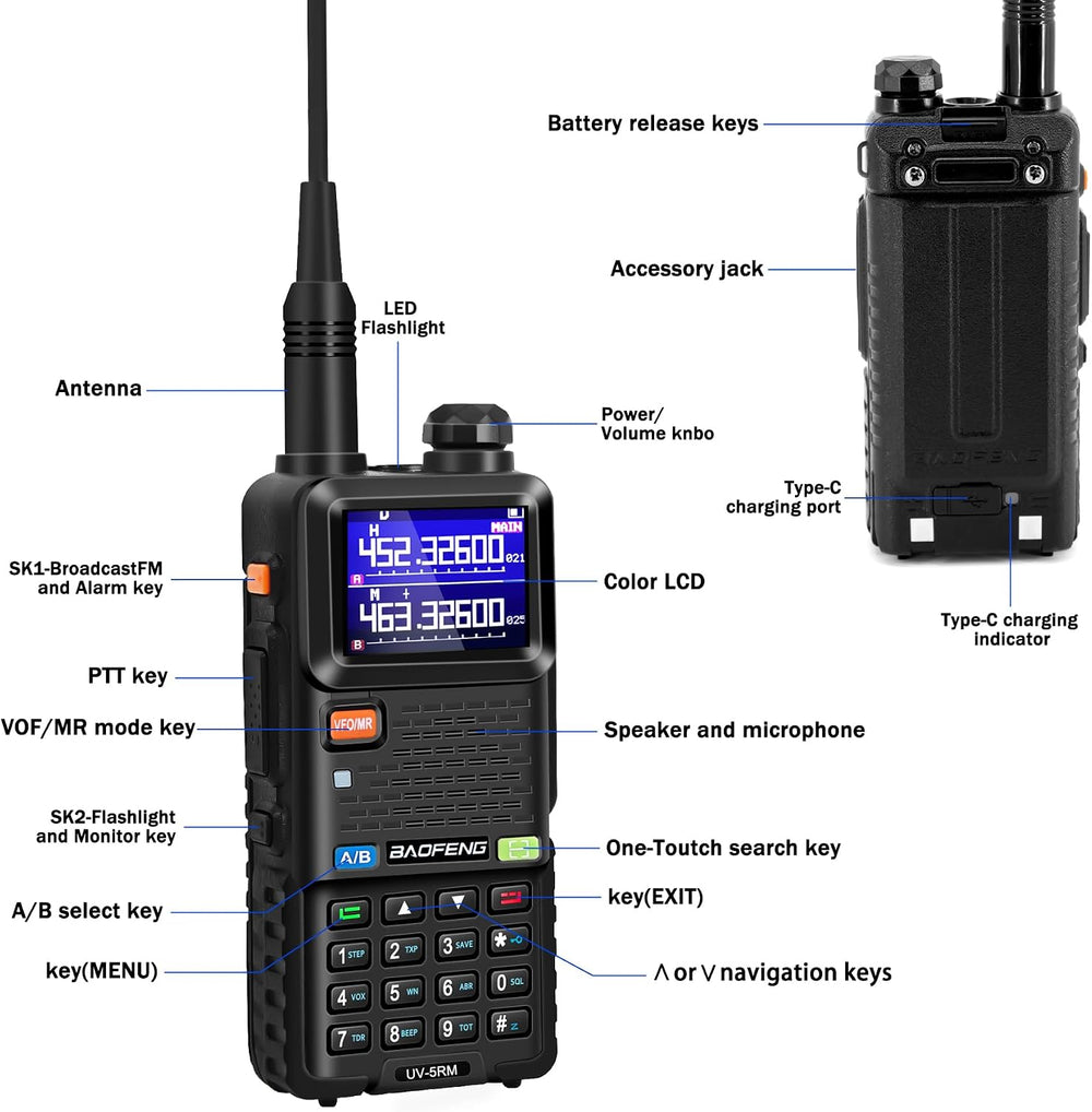 BAOFENG UV-5RM Ham Radio Handheld 10W Walkie Talkies Long Range 2 Pack
