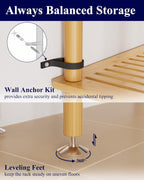 Kitsure Over The Toilet Shelf - 3-Tier Bamboo Bathroom Organizers and Storage with Paper Holder, Over Toilet Bathroom Organizer with Wall Anchor for Balcony, Laundry, Natural, 3 Tiers (63" H)