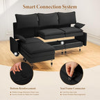 Vesgantti 108" Modular Sectional Sofa, Comfy Cloud Couch with Movable Ottoman Deep Seat Chenille L Shaped Modular Sofa, Sectional Couches for Living Room, Bedroom and Apartment, Black