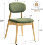 Wooden Dining Chairs Set of 4, Farmhouse Boucle Upholstered Kitchen Chairs, Green