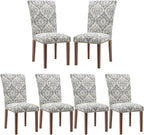 Stylish Dining Chairs Set of 6, Upholstered Parsons Dining Room Chair with Nailhead Trim, Kitchen Room Chair with Thick Cushions and Wood Legs, Nailhead Trim, SKY2050A-01