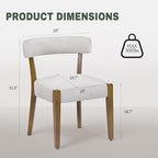 Modern Dining Chairs Set of 6, Walnut Upholstered Kitchen & Dining Room Chairs, Mid Century Modern Wooden Dining Chairs Oversized Sturdy Rounded Chairs Curved Back, Beige Fabric