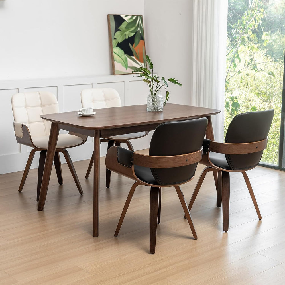 Swivel Dining Chairs, Mid Century Modern Chairs with Arms and Curved Back